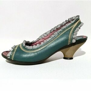 Fly London Vinnie Teal Leather Slingback Heels | 41